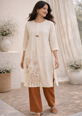 Aamra Beige Cotton Kurti Set