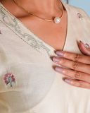 Cream Cross Knot Kurti Top