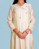 Cream Cross Knot Kurti Top