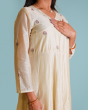Cream Cross Knot Kurti Top