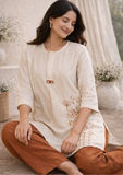 Aamra Beige Cotton Kurti Set