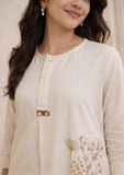 Aamra Beige Cotton Kurti Set