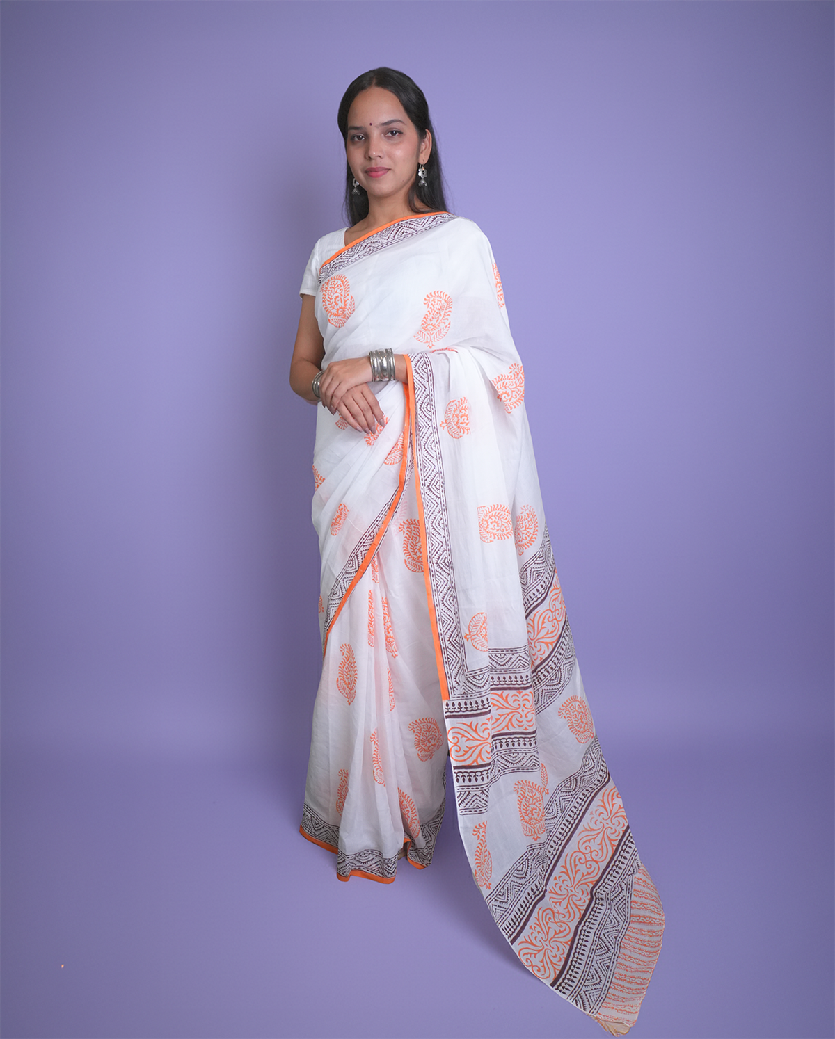 Orange quree RIVAJ saree set