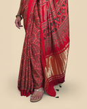 Red AJRAK saree set