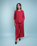Flared SetStories Red Cotton Co-ord Set